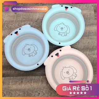 Chậu rửa mặt gấp gọn mẫu CHÓ cho bé sơ sinh/ Thau nhỏ (cho chọn màu)