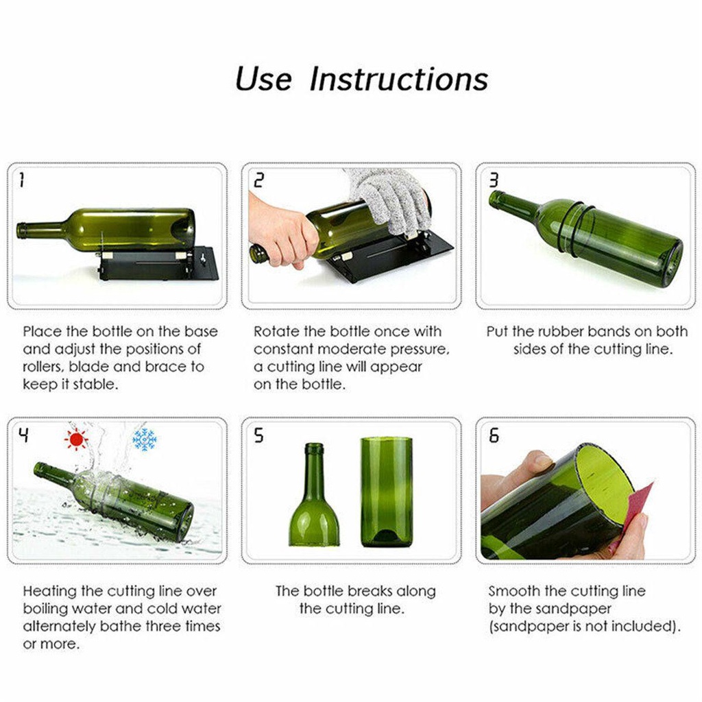 Muvako Dụng Cụ Cắt Chai Thủy Tinh Bằng Thép Không Gỉ DIY