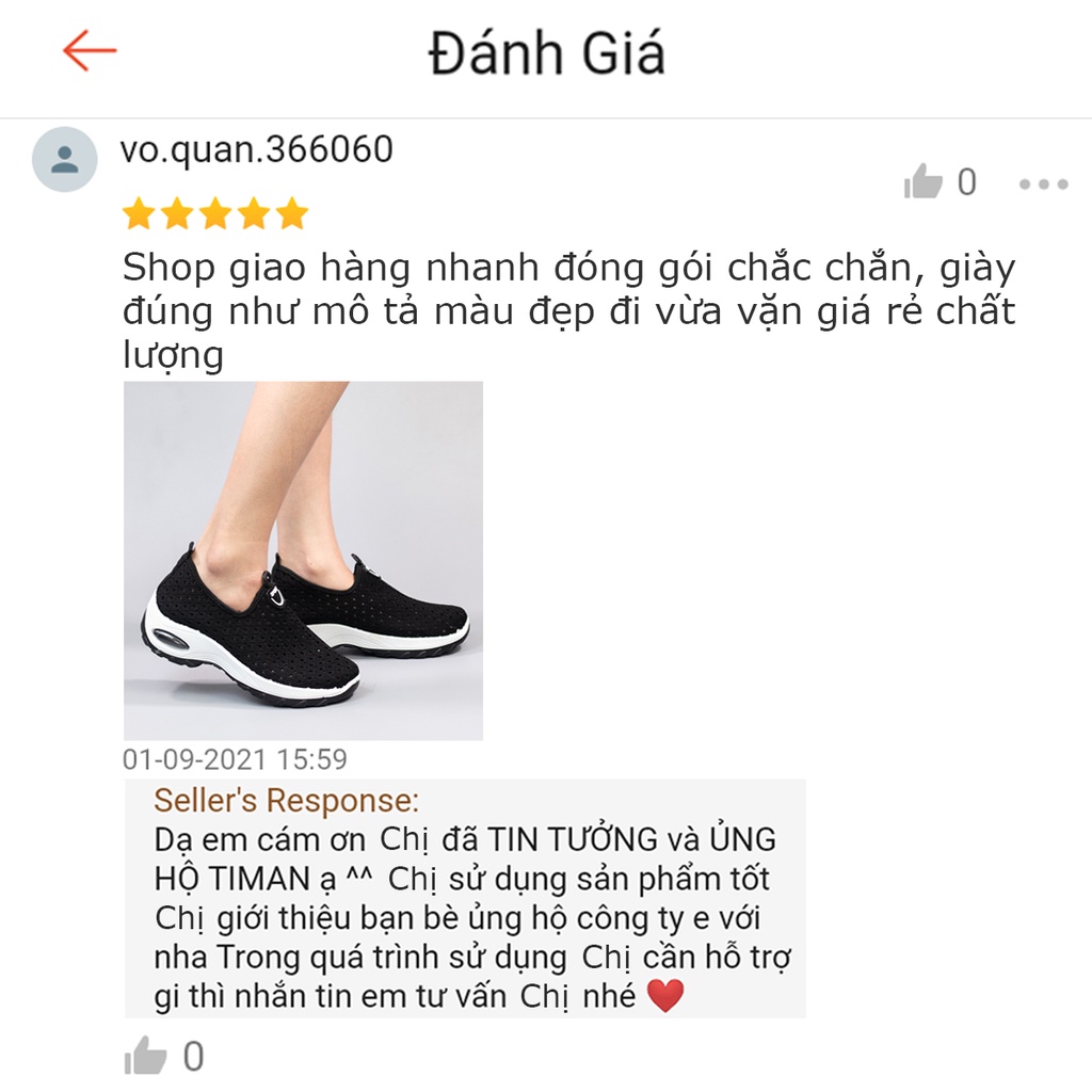 Giày thể thao nữ đế bằng TIMAN VH01 chống trượt mẫu mới nhất 2021 bảo hành 1 năm