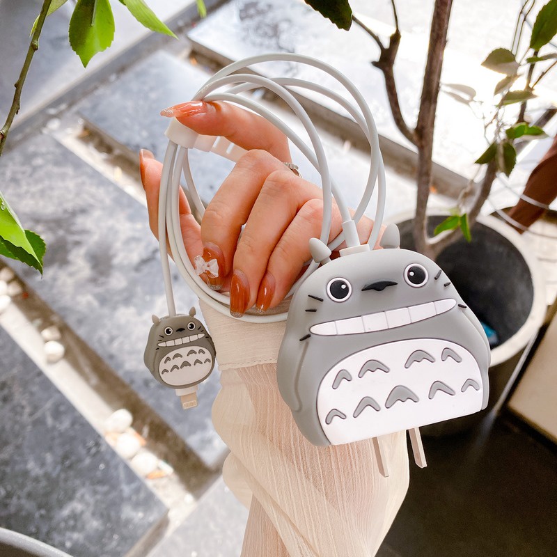 Vỏ Bảo Vệ Hộp Sạc Tai Nghe Nhanh Bằng Silicon Mềm Hình Totoro Cho IPhone 18W-20W