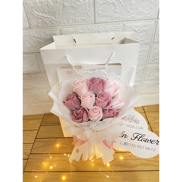 [sét hoa sinh nhật - quà tặng công ty]-sỉ combo 10 sét bó hoa hồng 10 bông sáp cao cấp bao gồm túi thiệp