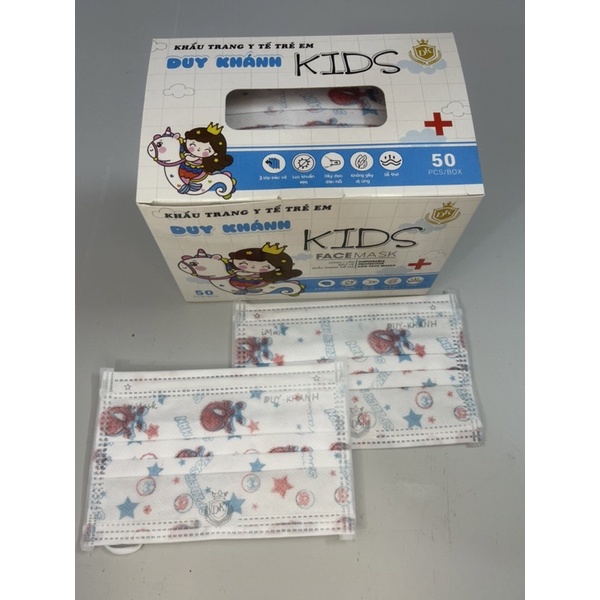 Hộp 50 chiếc khẩu trang y tế trẻ em cao cấp Duy Khánh - hàng chính hãng có chứng nhận của bộ y tế