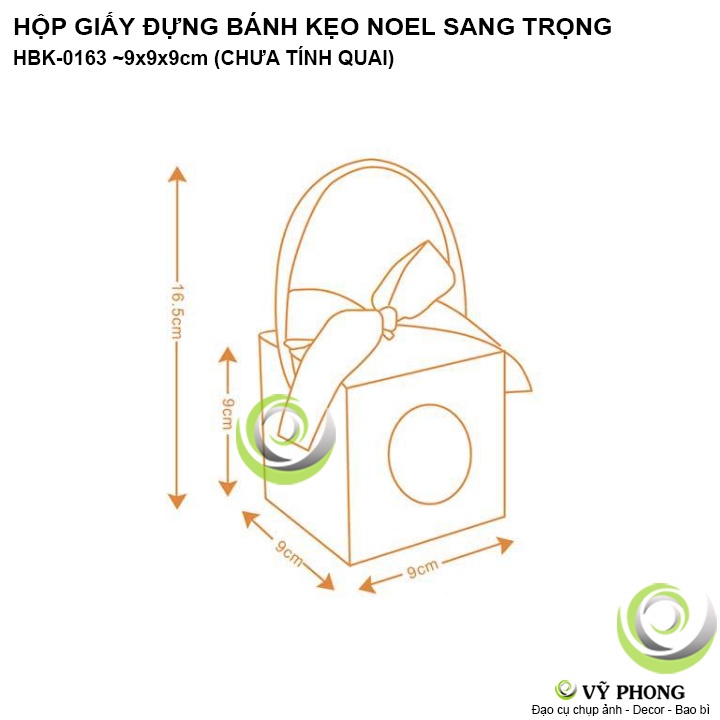 HỘP GIẤY ĐỰNG BÁNH KẸO NOEL GIÁNG SINH SANG TRỌNG CÓ QUAI VÀ RUY BĂNG HỘP ĐỰNG QUÀ TẶNG CHRISTMAS HBK-0163