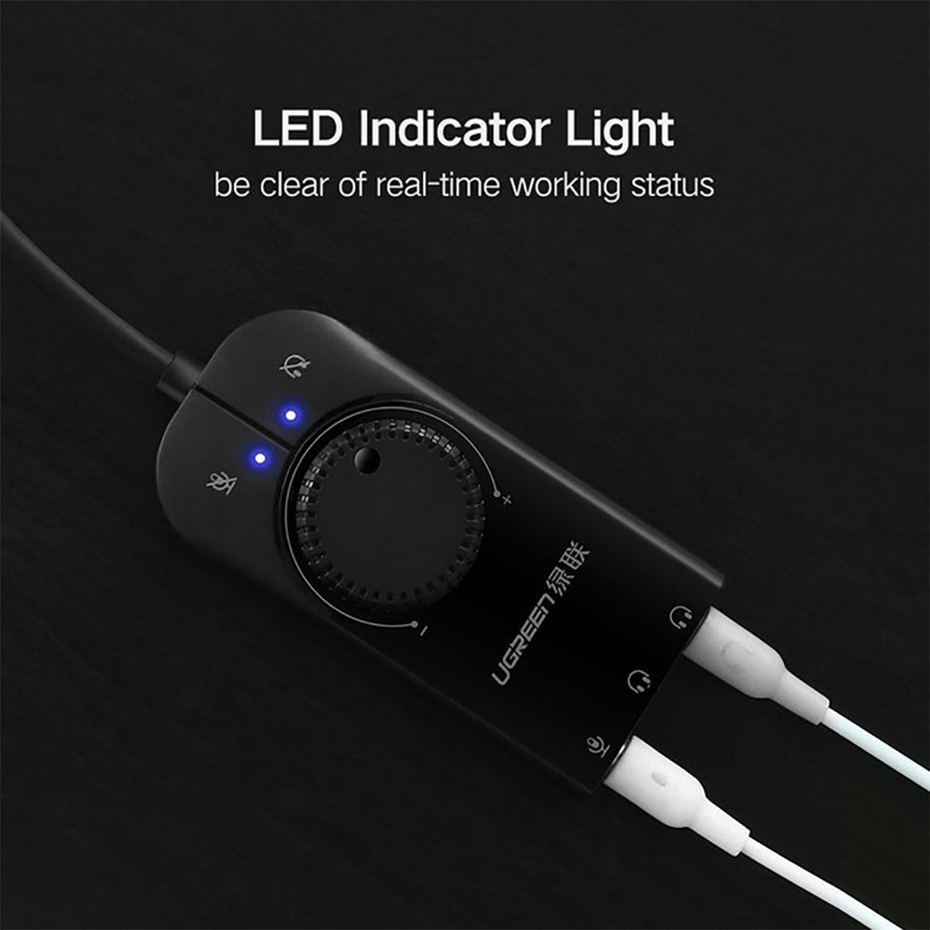 Bộ Chuyển USB 2.0 Có Điều Khiển Volume Hỗ Trợ Mic & Loa Chính Hãng Ugreen 40964