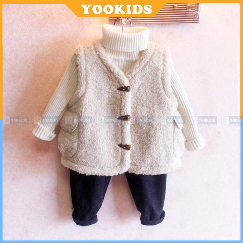 Áo gile lông cừu cho bé YOOKIDS hàng quảng châu chính gốc cực kỳ mềm ấm, Áo gile cho bé trai bé gái 1 2 3 4 tuổi