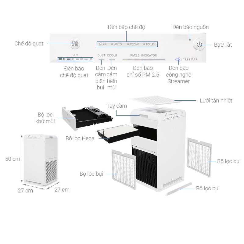 Máy lọc không khí Daikin MC40UVM6 diện tích 30m2 Bảo hành chính hãng