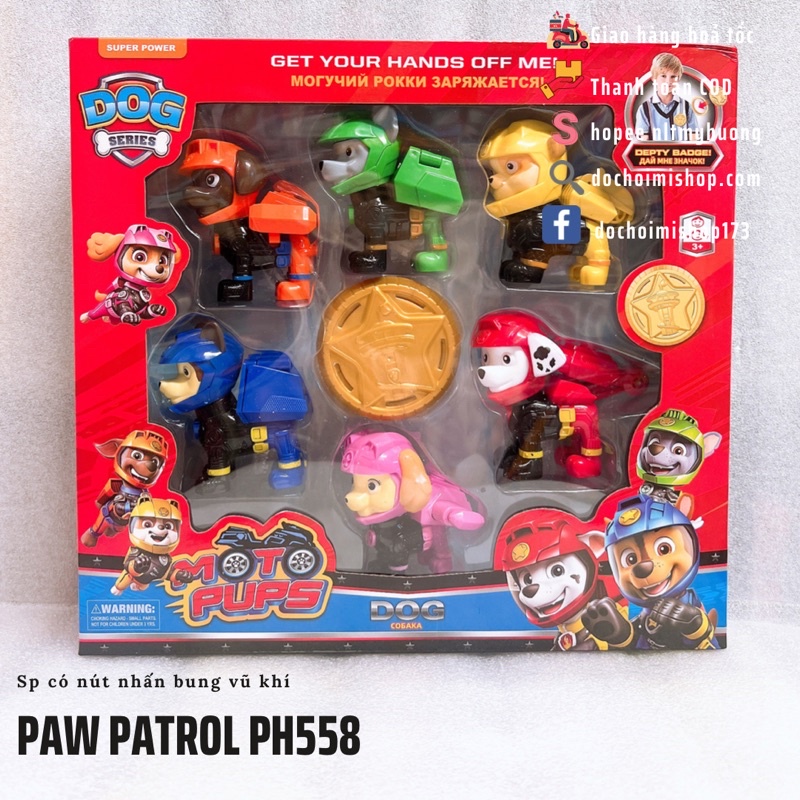 Set 6 Mô hình Đội Chó Cứu Hộ Paw Patrol Bung Vũ Khí PH558