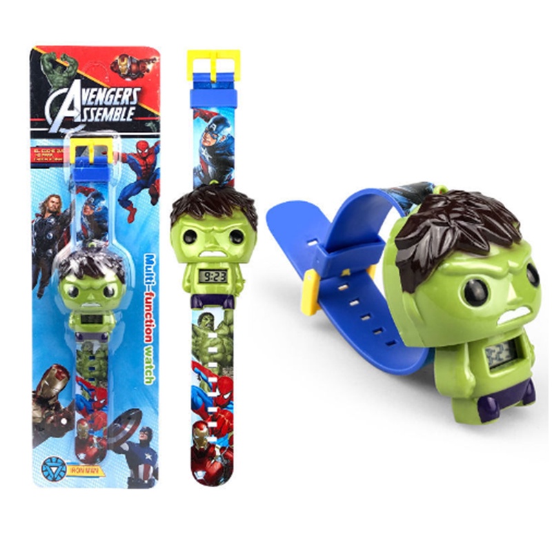 2022 Digital 3d The Avengers Kids Watch Toy Hulk Iron Man Spider Man America Captain  for Kids Boys