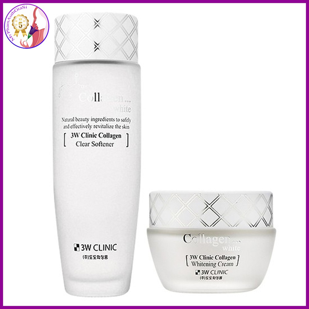 Combo Nước hoa hồng và Kem dưỡng trắng da Collagen 3W CLINIC