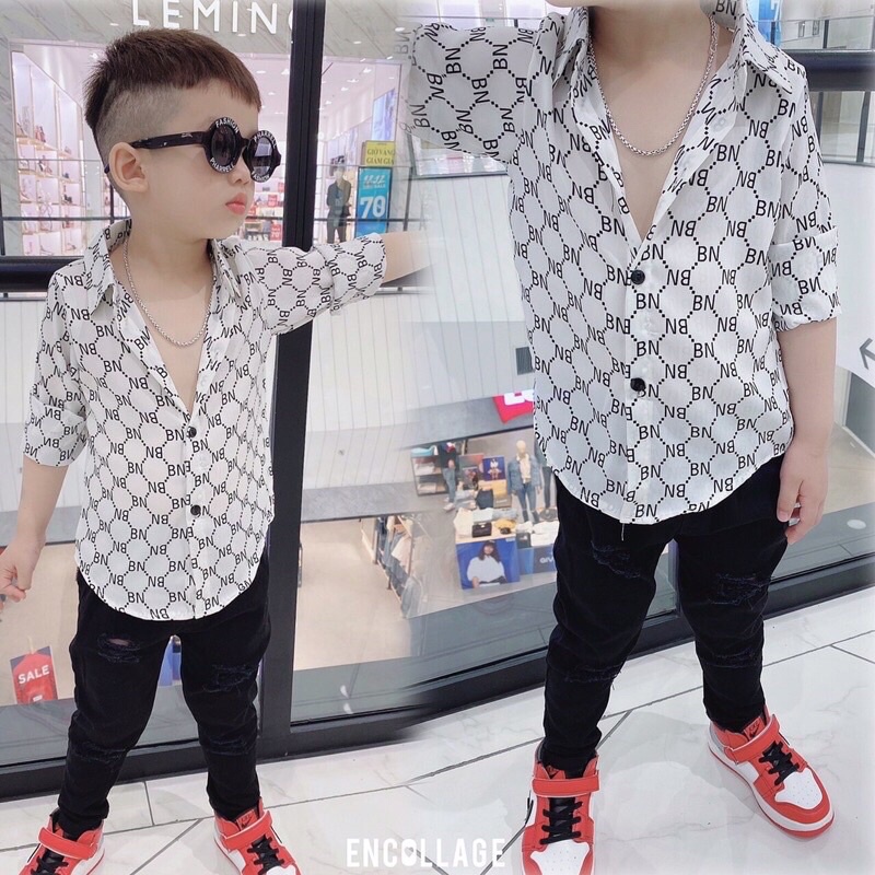 Áo sơmi dài tay size đại bé trai