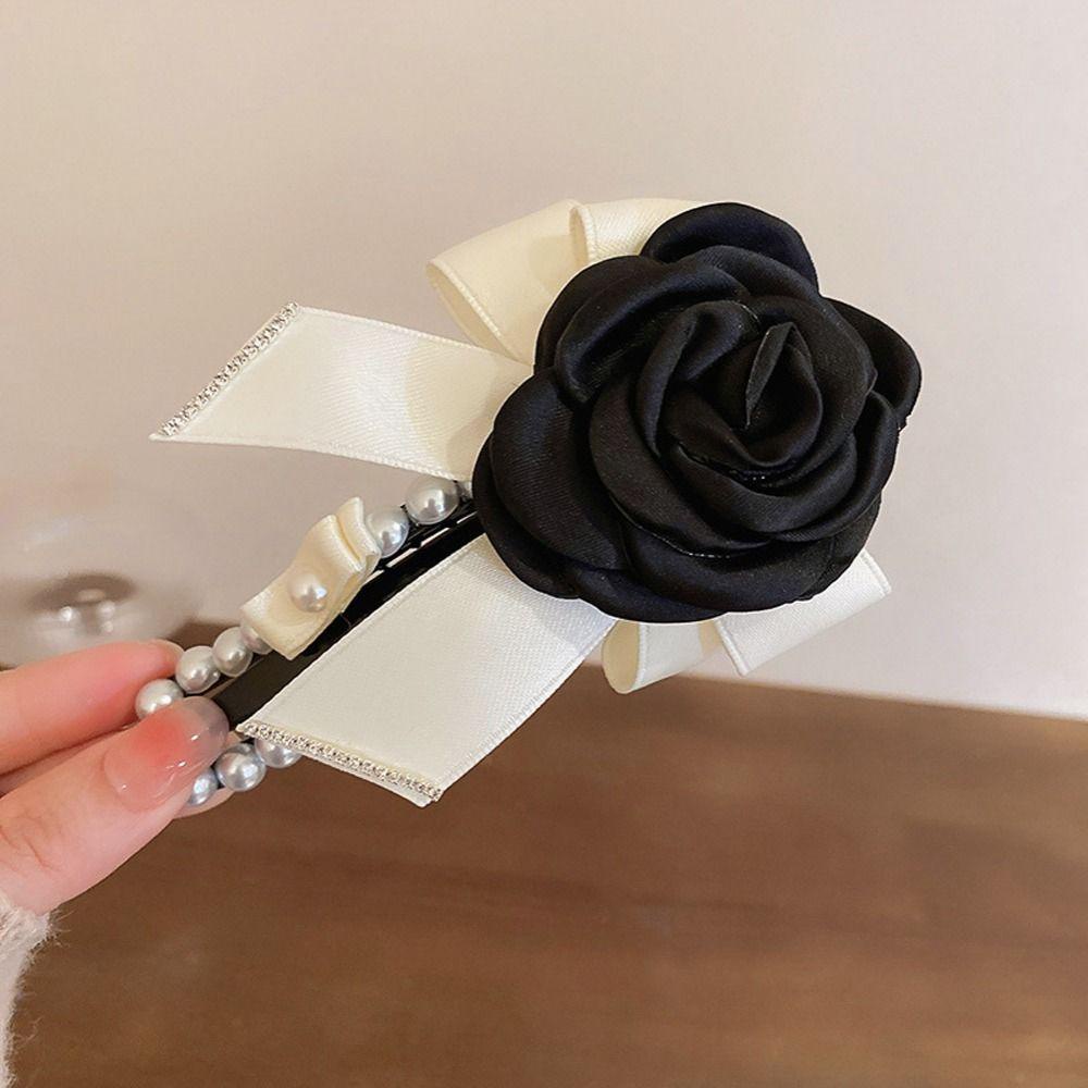 Kẹp Tóc Nơ Bằng Acrylic Đính Hoa Trà Kiểu Vintage Thanh Lịch Cho Nữ|Kẹp Mỏ Vịt Thời Trang