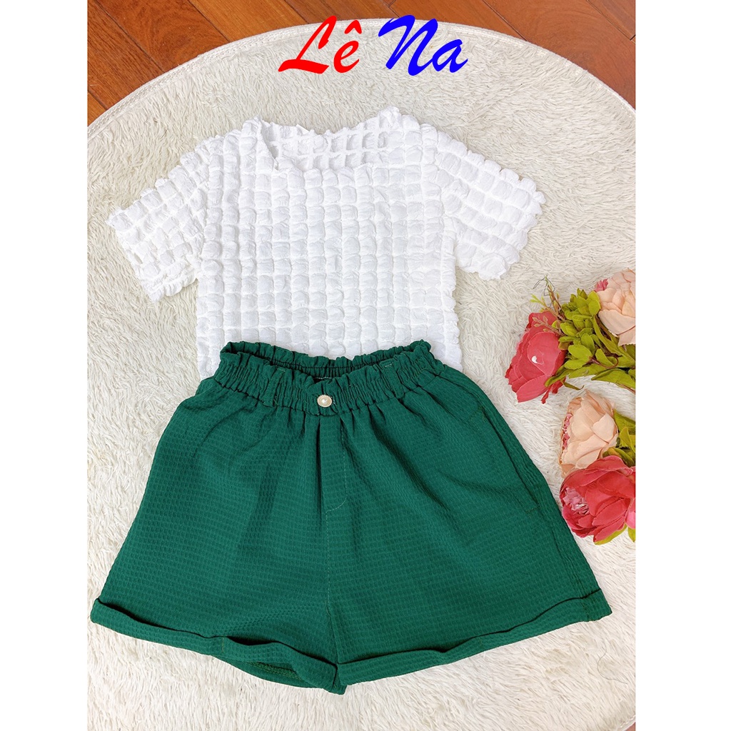 Set Đồ Nữ Áo Croptop Xốp Quần Đùi Nữ Ống Rộng UK alohashop91