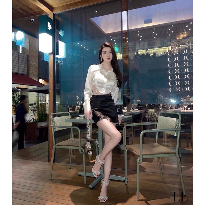 Sandal cao gót quai đá màu trắng siêu hot siêu đẹp fullbox