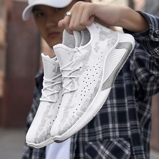 Giày Thể Thao Nam đế cao su xẻ rãnh chông trơn trượt, thân giày có lỗ thoáng khí - Giày sneaker kiểu lười phối dây G143