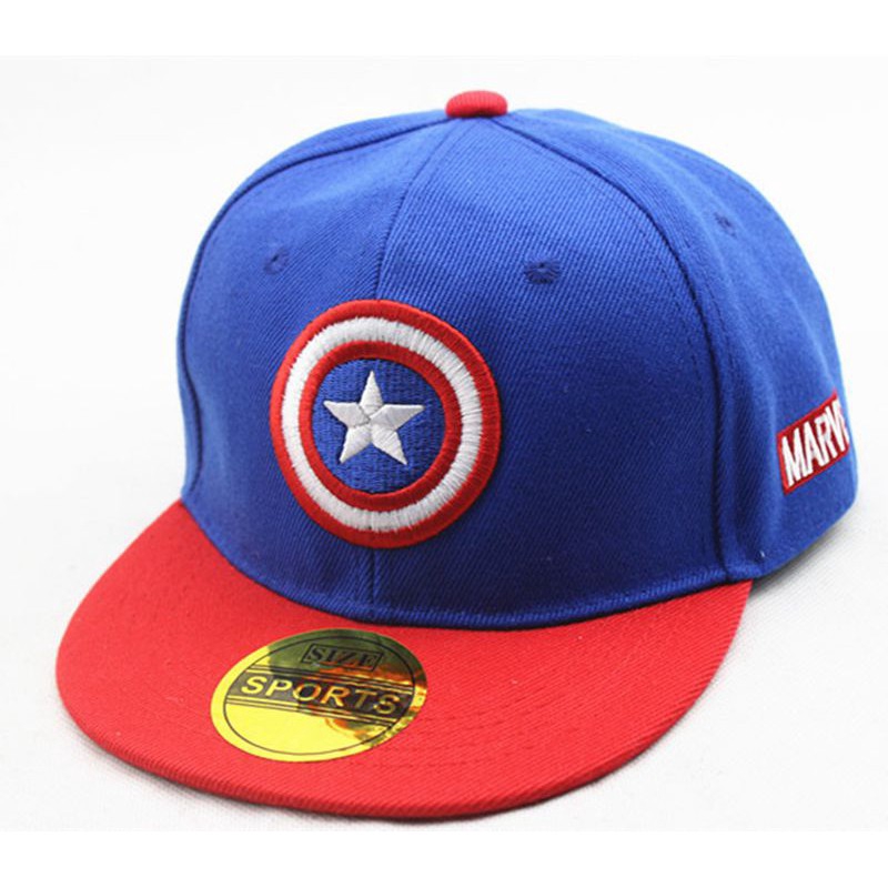 Mũ snapback họa tiết Captain màu đỏ đen thời trang mùa hè dành cho bé trai 3-8 tuổi