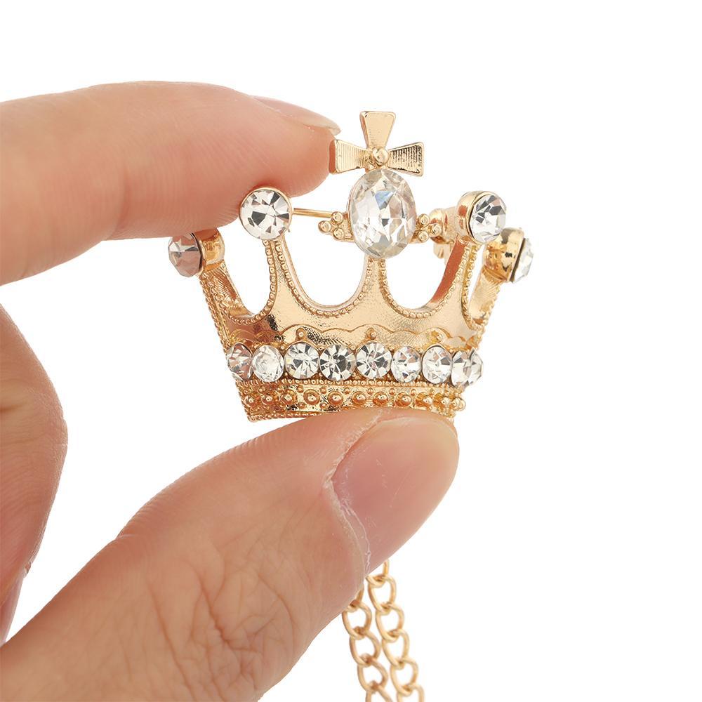 ROWANS Kẹp Cài Cổ Áo Hình Vương Miện Đính Pha Lê Sang Trọng Cho Nam