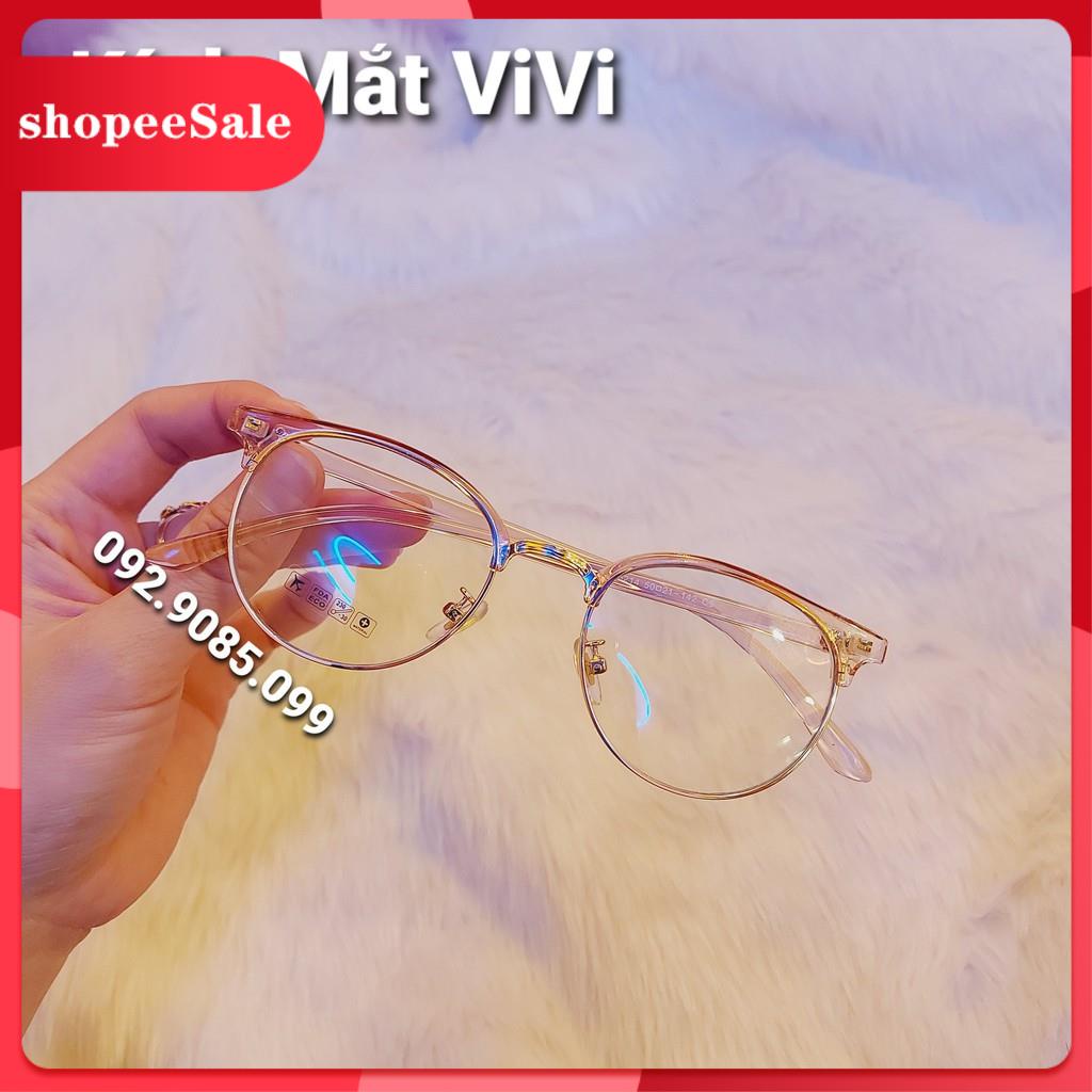 Gọng kính cận dáng kính vừa - Gọng nhựa - viền 2 mắt kim loại - Kính Mắt ViVi - Nhận cắt cận viễn loạn