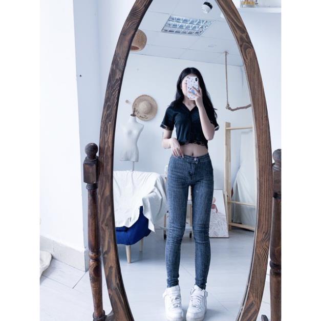 [Hàng VNXK]Áo Croptop Phối Ren Nữ- Phông Thun Body Cổ V Dáng Ôm Ngắn Tay Ullzang Cá Tính | BigBuy360 - bigbuy360.vn