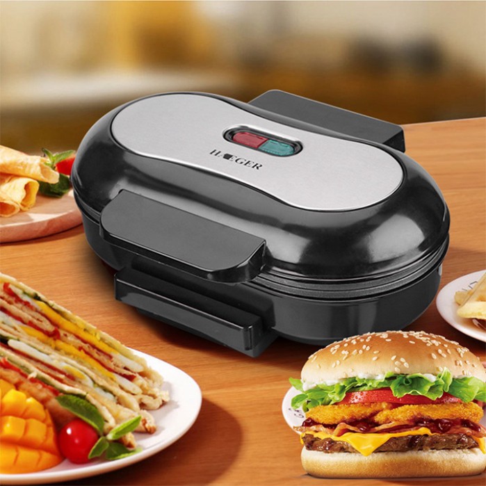 Máy Làm Bít Tết Đôi Cao Cấp 750W Máy Làm Bánh Sandwich, Trứng Chiên, Hamburger