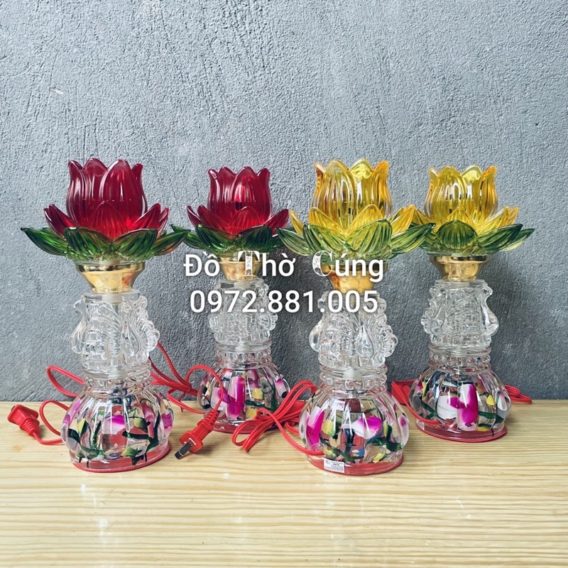 Đèn thờ thủy tinh hoa sen Cao cấp siêu tiết kiệm điện