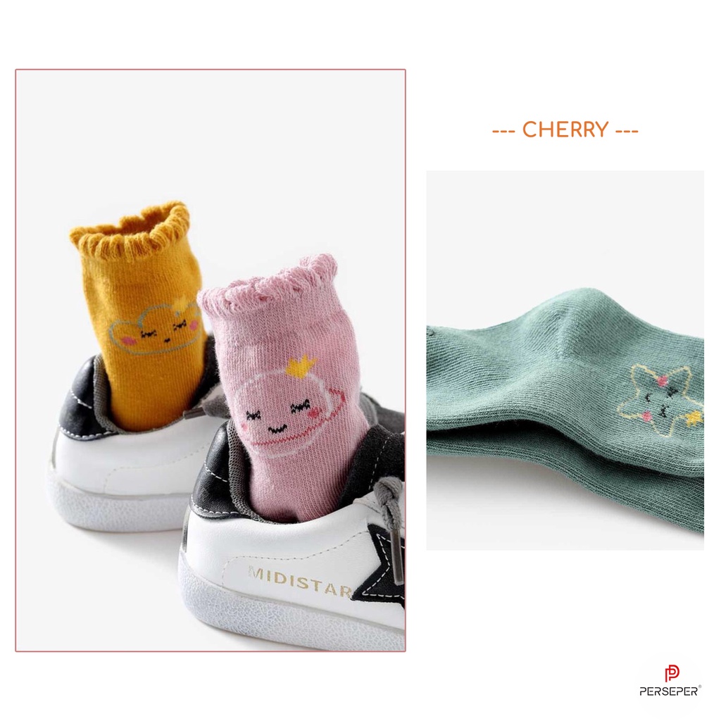 Tất cho bé gái trai cổ nhún đáng yêu, sét tất vớ trẻ em chất liệu cotton thoáng khí- Cherry Shop