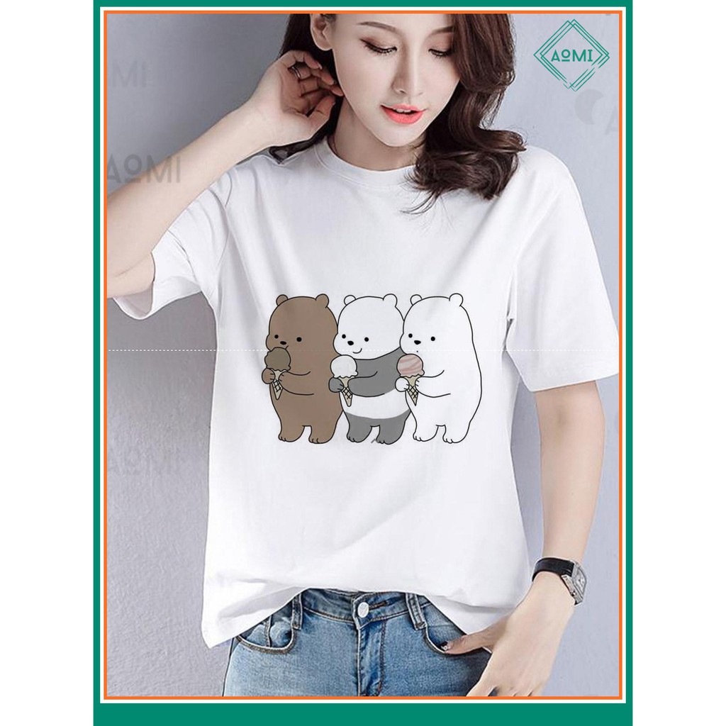 ÁO THUN NAM NỮ AT2428 THÚ CƯNG 3 CHÚ GẤU THỜI TRANG AOMI unisex PHONG CÁCH CÁ TÍNH ĐẸP