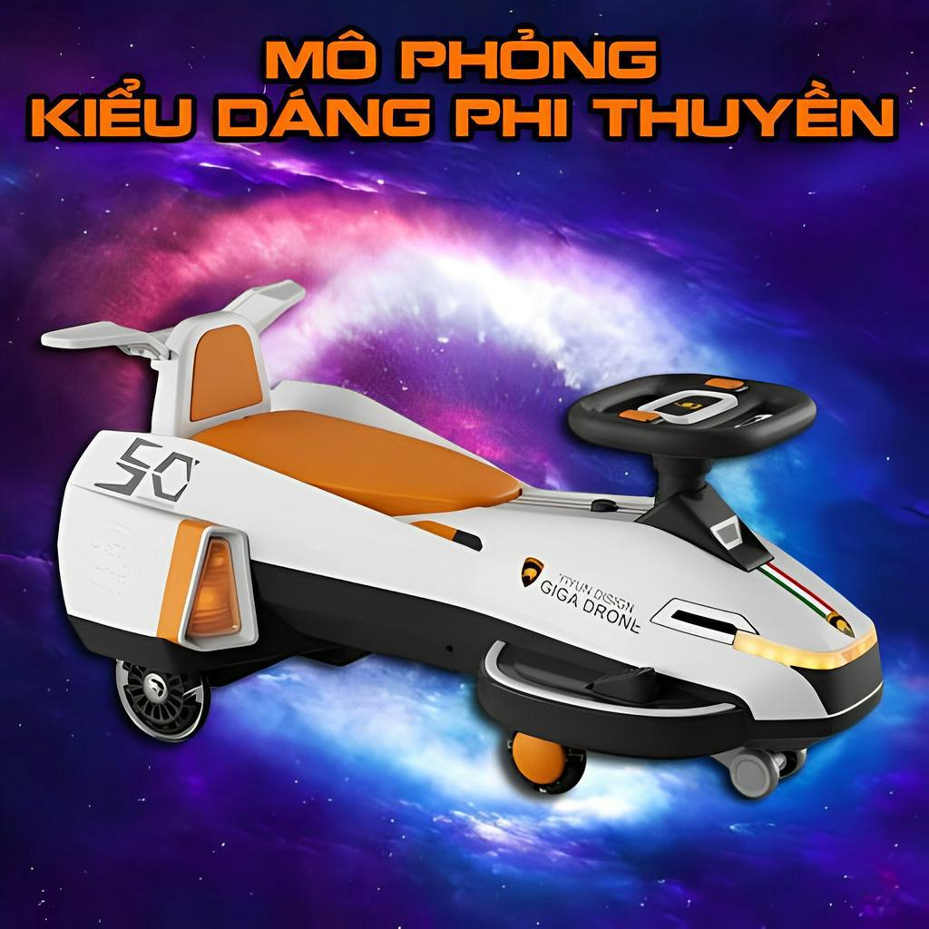 Xe Lắc Điện Phi Thuyền Cho Bé Cao Cấp GIGA DRONE, Xe Trượt Chòi Chân Cỡ Đại Tích Hợp Đèn Led Và Phát Nhạc Ngộ Nghĩnh