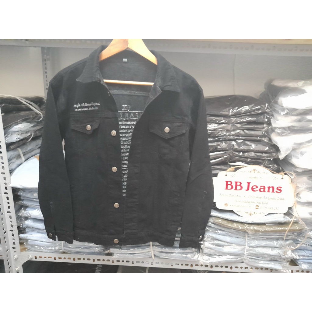 Áo khoác jean nam nữ Unisex đen Nasa cực hot form rộng đủ size 40-75kg tại Mata