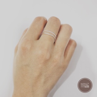 Nhẫn bạc 2 vòng trơn + xoắn