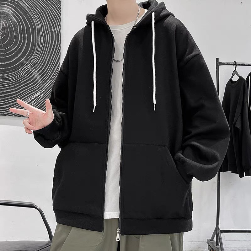 Áo khoác nỉ hoodie trơn Unisex - Hoodie zip form rộng có mũ dáng suông basic ulzzang nam nữ HOT - Hàng mới về