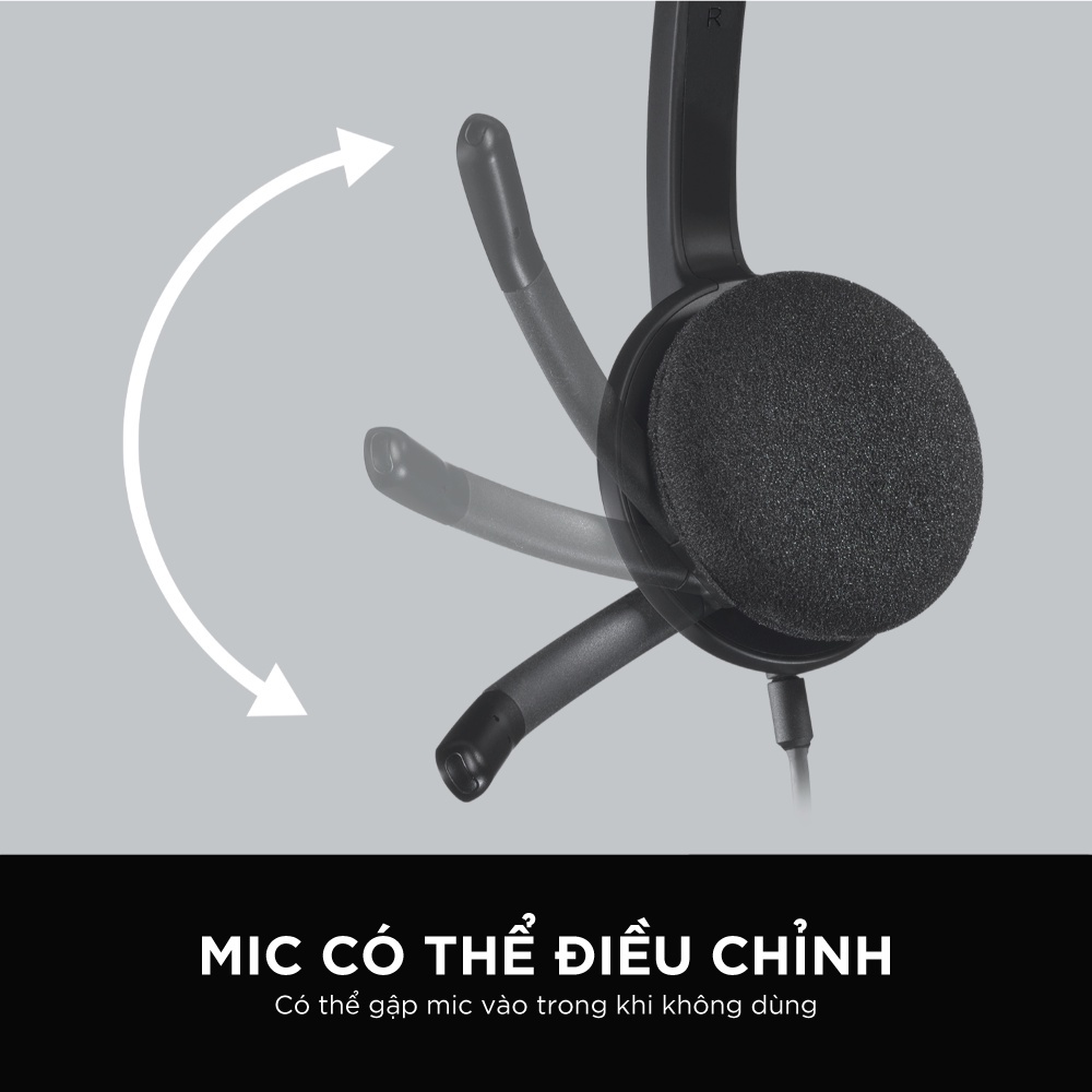 Tai nghe có dây Logitech H340 đêm tai êm ái tích hợp Micro chống ồn, giắc cắm USB, điều khiển trên dây Vanphongstar