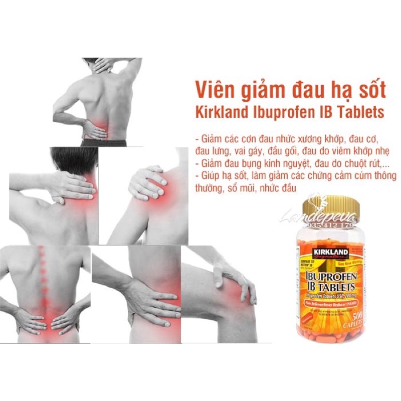 Viên uống Kirkland Signature Ibuprofen 200mg 500 viên