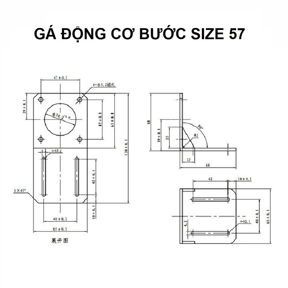 Gá động cơ bước size 42, 57