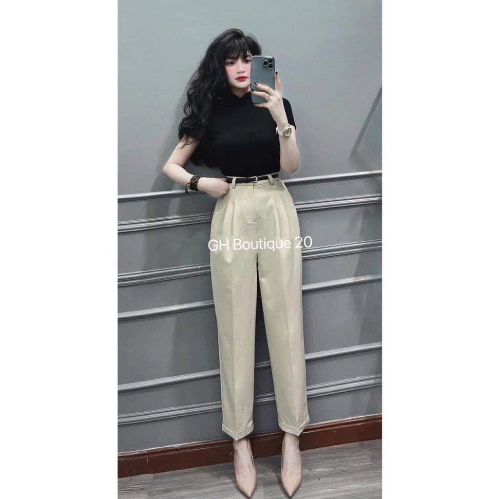 Quần Baggy Công Sở Nữ Kèm Thắt Lưng-mã D888D