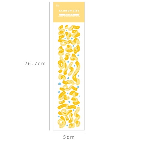 Sticker Set 2 Miếng Hình Dán Giấy và PET Confetti Rainbow City Trang Trí Toploader, Sổ Bujo