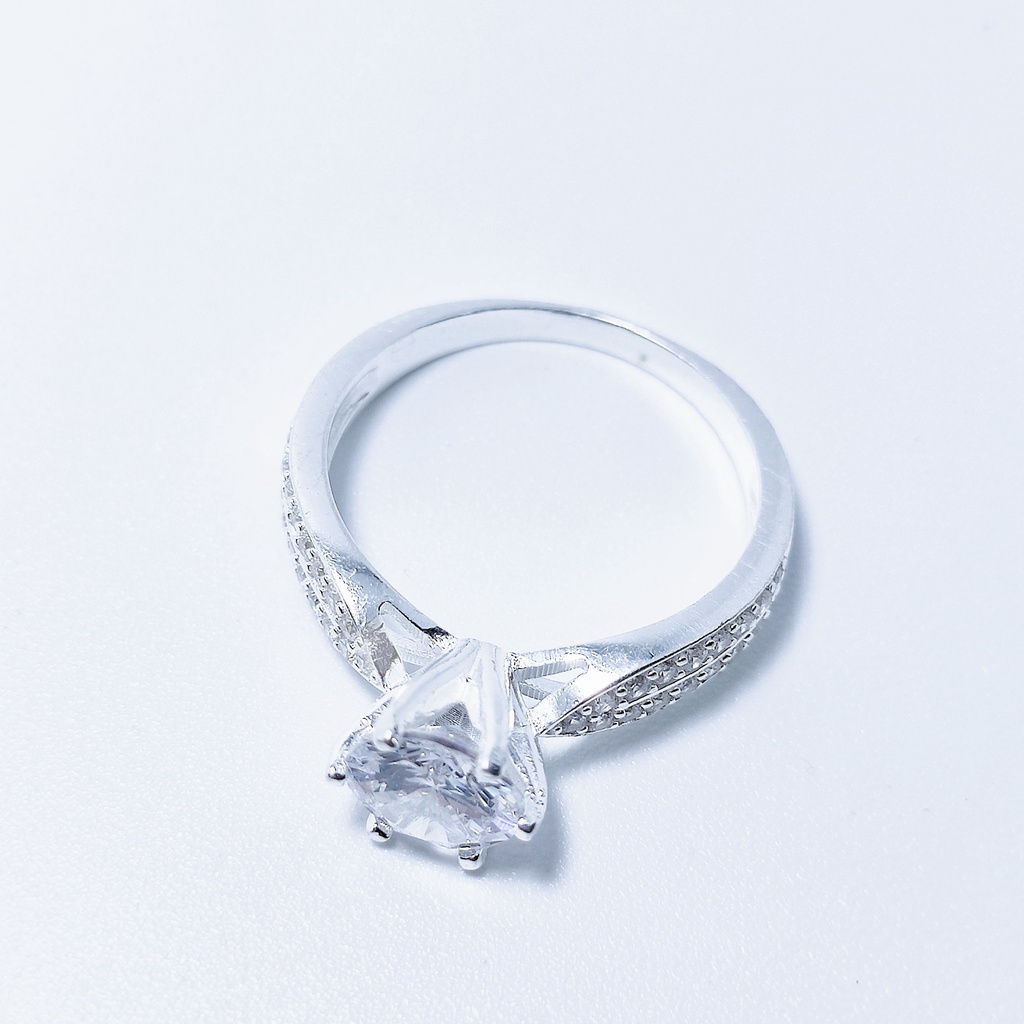 Nhẫn bạc 925 Nhẫn Tiểu thư thanh lịch, thiết kế gắn đá lấp lánh tinh tế