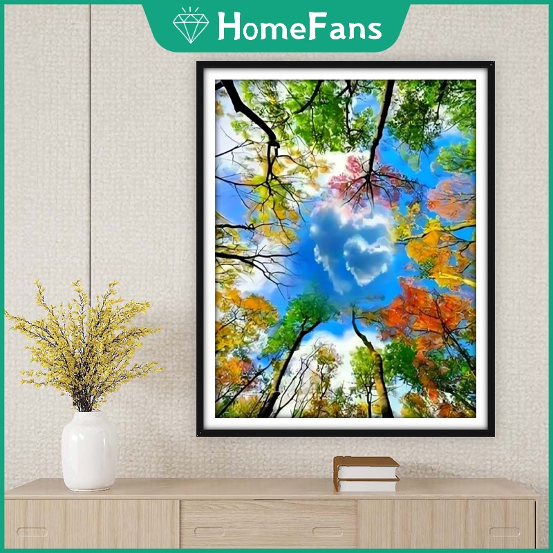 Bộ Tranh Đính Đá 5D Tự Làm Hình Khu Rừng Tình Yêu 40x50cm Trang Trí Nhà Cửa