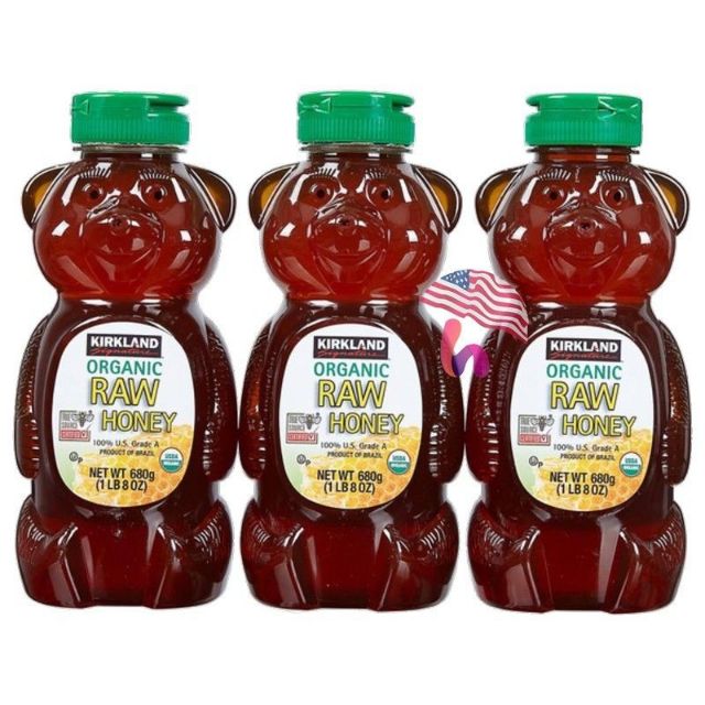 3 chai mật ong Kirkland Organic Raw Honey của Mỹ  chai 680g