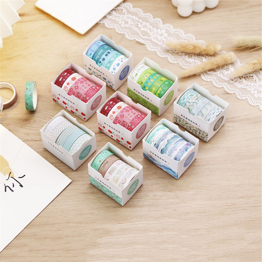 Hộp 5 cuộn băng keo dán trang trí dễ thương chất lượng cao