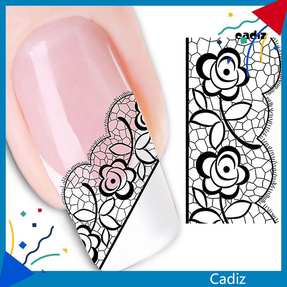 [Hàng mới về] Tấm hình dán trang trí móng tay họa tiết hoa hồng đen Cz