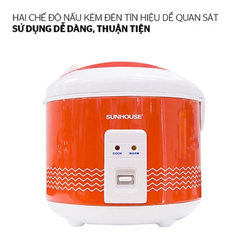 Nồi Cơm Điện Nắp Gài Sunhouse SHD8600 (1.8 Lít) - Hàng Chính Hãng