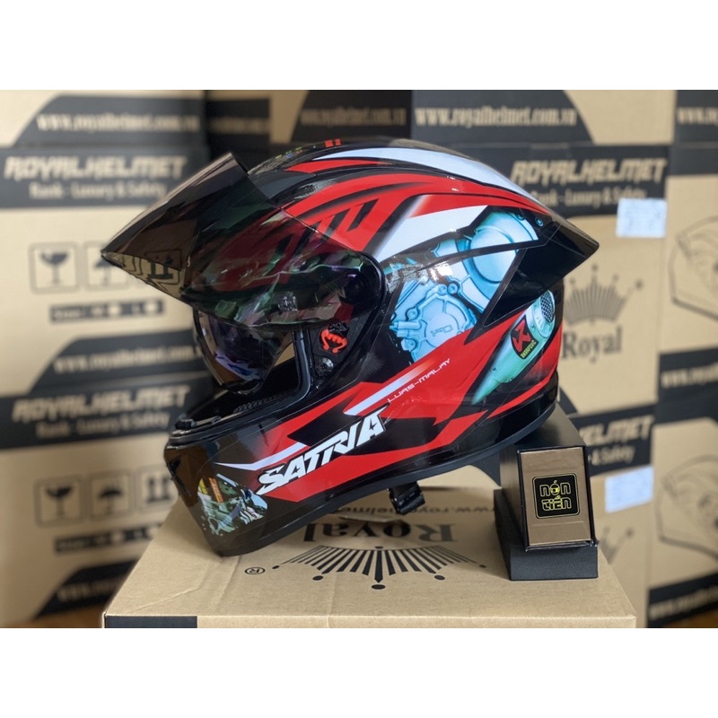 MŨ FULLFACE 2 KÍNH TEM SATRIA CHÍNH HÃNG ROYAL,KÈM TÚI ĐỰNG VÀ BH 12 tháng