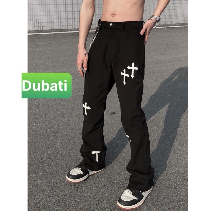 QUẦN BAGGY JEAN NAM CHẤT BÒ ĐEN THÊU THẬP GIÁ KIỂU HÀN QUỐC SEOUL BD-1285 PHONG CÁCH SÀNH ĐIỆU - DUBATI FASHION