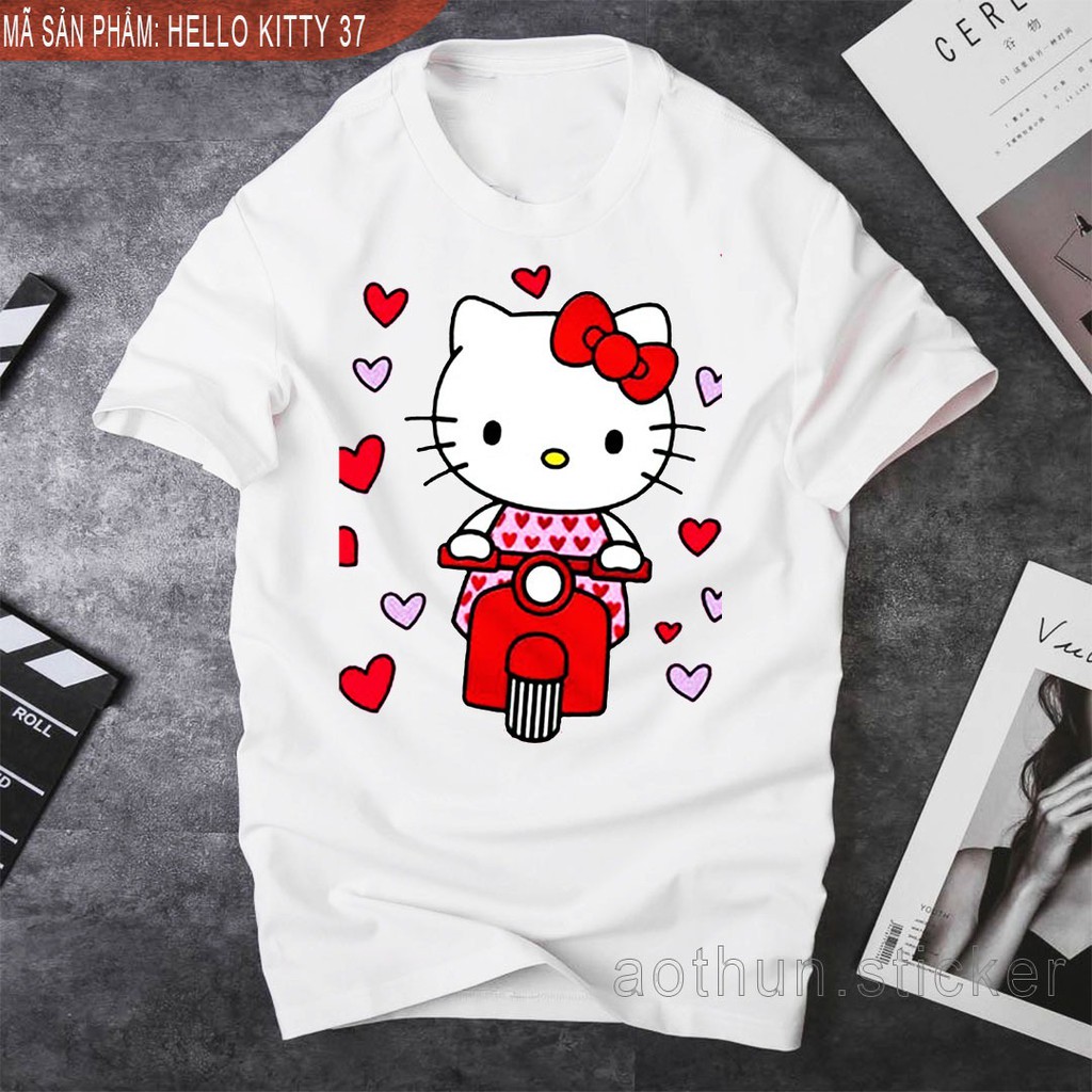 [Giảm giá 20% cho tất cả các đơn trên 100k] Áo thun form rộng nam/nữ (unisex) in hình Facebook Sticker Hello Kitty 37