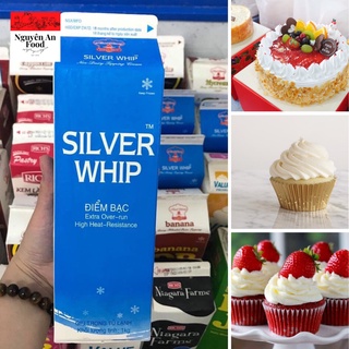 Kem Topping Silver Whip hộp 1kg - kem trang trí bánh, các món tráng miệng, đồ uống