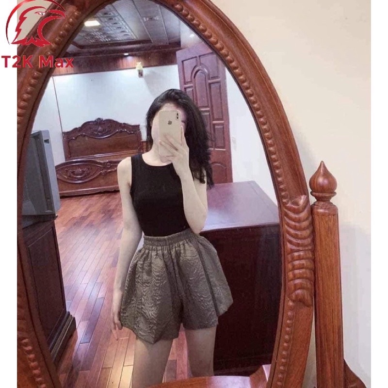 Quần Sooc Phồng Xốp Hoa Dập Nổi 3D, Quần Đùi Nữ Cạp Chun Phồng Xốp 4 Màu Đủ Size | BigBuy360 - bigbuy360.vn