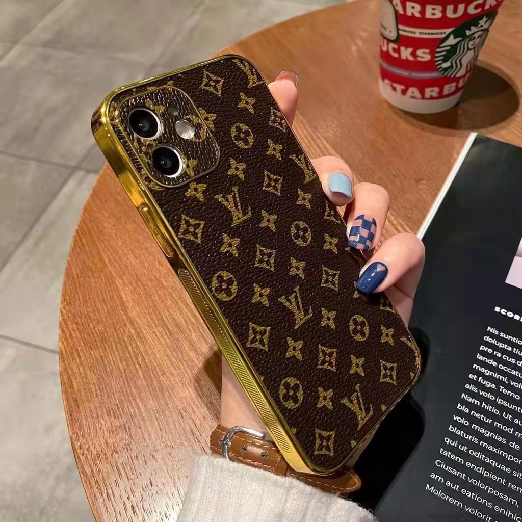 Ốp Điện Thoại Da Viền Thẳng Mạ Điện Sang Trọng Cho iPhone 14 13 12 11 Pro Max XS XR X 8 7 Plus