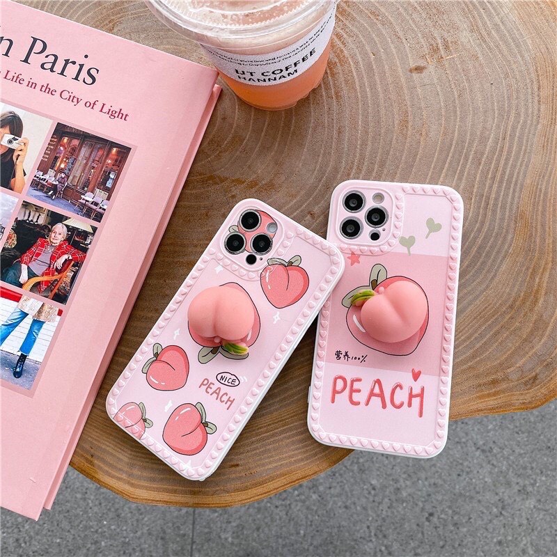 Ốp Điện Thoại Silicon Họa Tiết Quả Đào Bóp Mềm Cho iPhone 12 mini Op Peach 11 Pro Max 7 8 plus X XR XS Max SE 2020
