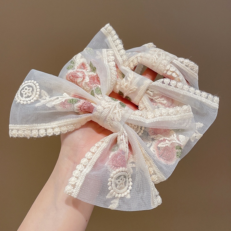 Kẹp Tóc Hình Nơ Phối Ren Thời Trang Xinh Xắn Cho Nữ