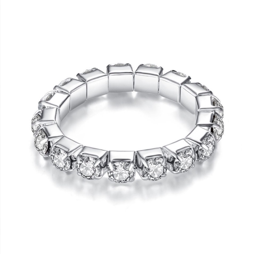 Bộ trang sức bạc 4 món dây chuyền vòng tay bông tai và nhẫn nữ một lớp đính đá thời trang cao cấp